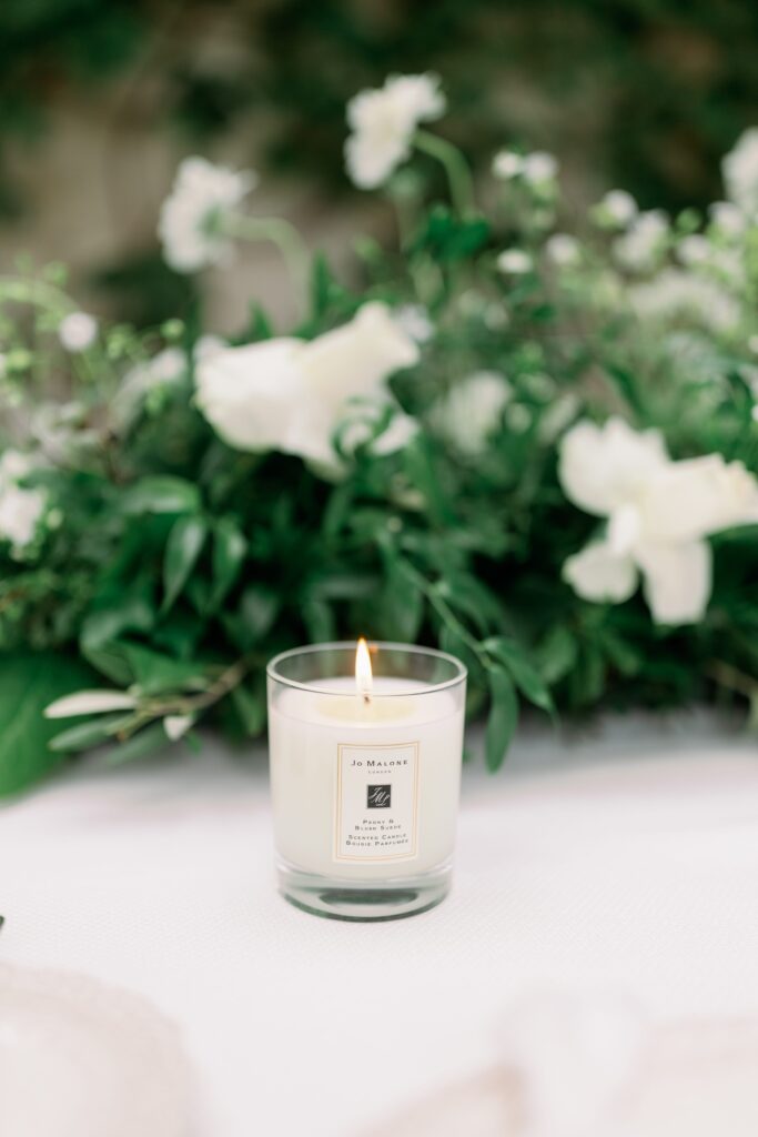 Jo Malone candle on wedding table