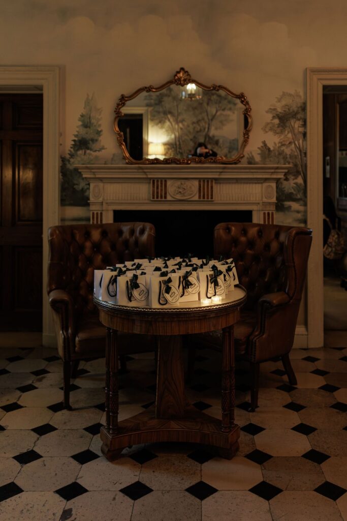 Scented bags on a welcome table